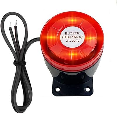 Switian 120 dB säkerhetslarm med röd LED-stroboskop – trådbunden 220 V dubbel varningssiren för hem, företag och industriellt bruk (inomhus och utomhus)