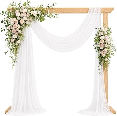 EMART Bröllopsbåge draperityg 71 cm x 50 m, vit bakgrund draperi – 1 panel
