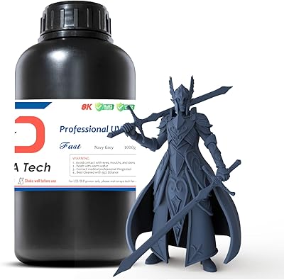 Siraya Tech Fast ABS-Liknande 3D-Skrivarharts Ej Sprött 3D-Utskrift med Hög Precision Flytande Standardfotopolymerharts för LCD DLP Skrivare (Marinblå Grå, 1 kg)