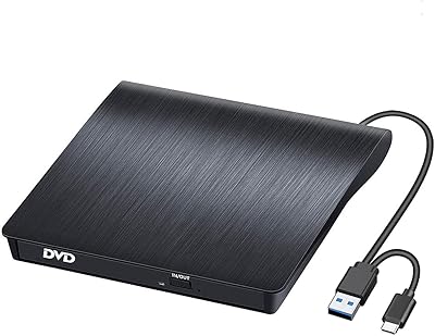 BEVA USB 3.0 Bärbar CD/DVD +/-RW Drive, Slim Dvd/CD Rom Rewriter Brännare för Bärbar Dator, Windows 10/8/XP och Linux Os, Apple Mac Macbook Pro