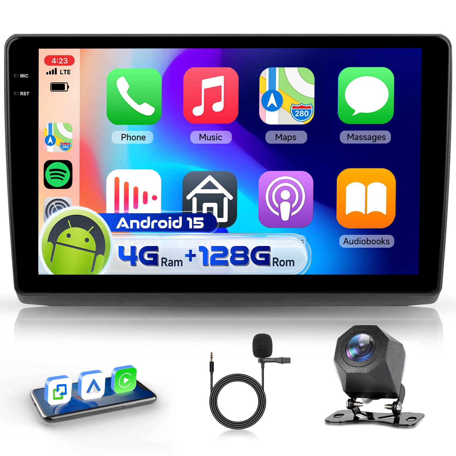 4G&128G VECHTEL 9" Bilradio för Renault Trafic 01-10/Opel Vivaro 06-10/Nissan Primastar 06-14 med Carplay Android Auto, Bluetooth FM/RDS-radio, Navi Wi-FI/AHD backkamera