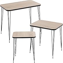 SET 3 MESAS AUX. MADERA/METALNEGRO 72270, REQUIERE MONTAJE_60 x 37 x 53 + 45 x 37 x 49 x 29 x 45 cm