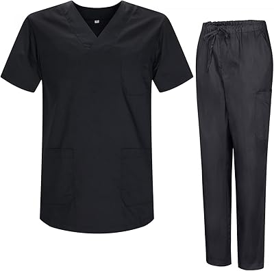 MISEMIYA - Sanitära pyjamas Set Sanitära uniformer Unisex - Medicinska uniformer 817-8319, Svart, L