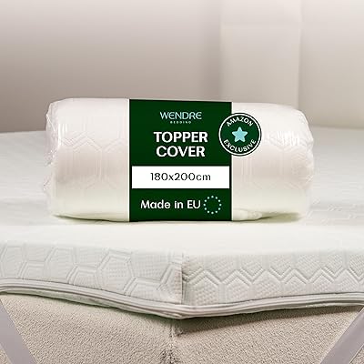 Wendre Överdrag till Bäddmadrass 180x200 cm – Passar 5–7 cm Höjd – Dragkedja på Tre Sidor – Tvättbar i 40 °C – OEKO-TEX Certifierad – Skyddsöverdrag för Bäddmadrass