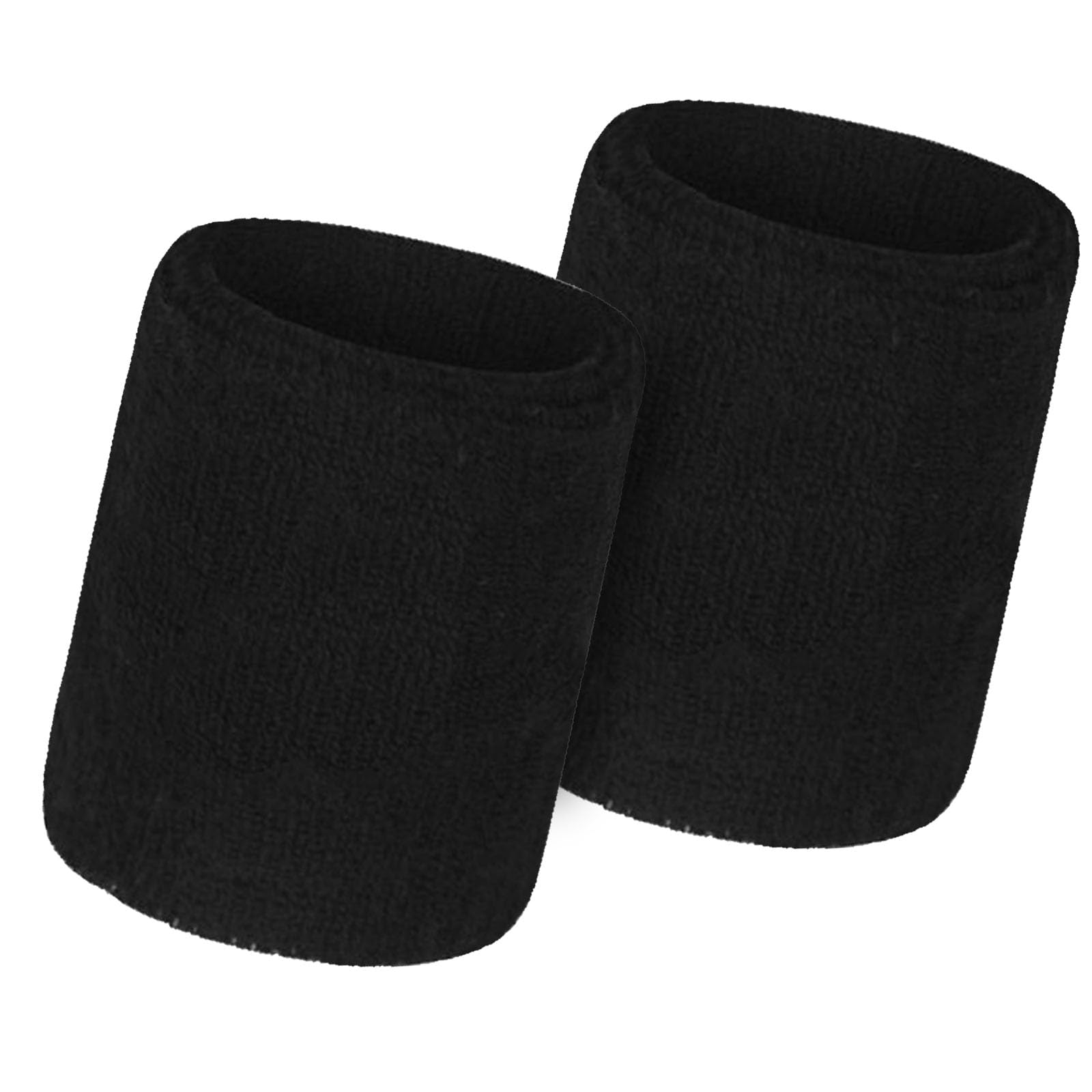 2 stycken svettband handled, sportarmband, svettband handled, elastiskt svettband, fitness, bomullsarm för fotboll, basket och tennis, sport (svart)