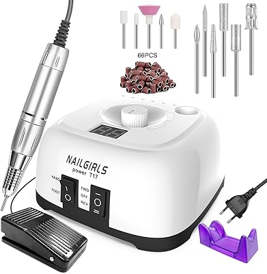 Lime elektrisk manikyr, NAILGIRLS 11 i 1 elektrisk pedikyrslipmaskin manikyr, 35000RPM justerbar hastighet elektrisk nagelfil, LED smart nagelslipmaskin professionell med pedal