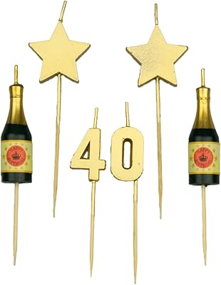 PD-Party - Födelsedagsljus för tårtor och tårtor - Födelsedagsdekoration - Gyllene tårtljus för födelsedagskalas för barn och vuxna - Nummerljus - Nummerljus - Storlek 3 x 9 x 1 cm - 40 år