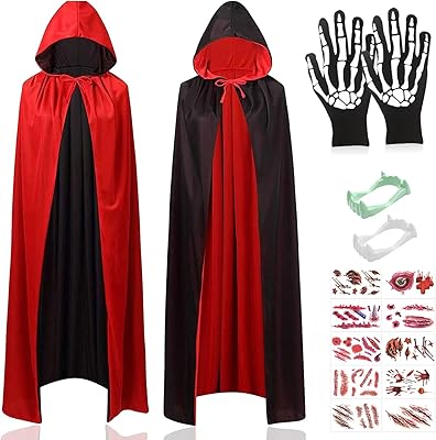 Sunshine smile Halloween Vampyr Kappa, Svart Röd Vampyr Kappa, Halloween Vampyr Kappa, Röd och Svart Kappa, Vampyr Röd Svart Kappa, Vampyr Demon Cloak, Vuxen Barn Kappa
