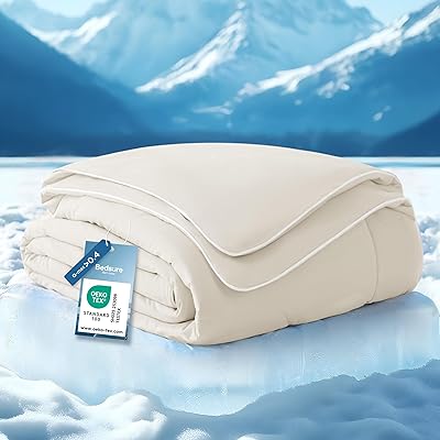 BEDSURE Kylfilt kylande filt för sommaren – lätt sommarfilt med kylfibrer Q-max >0,4 för varma sovare och nattsvett, kylfilt, gosig filt för överkast, 150 x 200 cm, beige