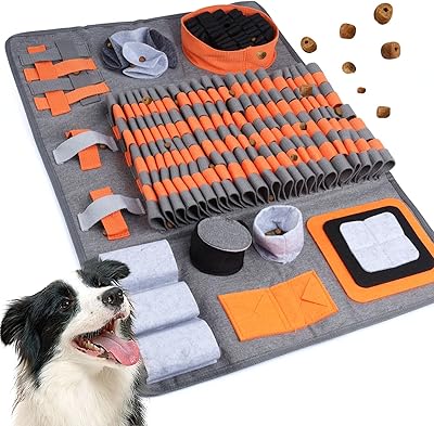 Hund snusmatta, snuffelmatta för hundar tvättbar snuffelmatta, träningsmatta, luktträning för små och medelstora hundar (orange)