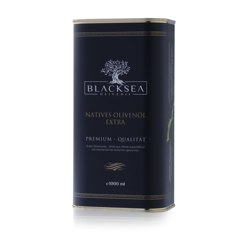 BLACKSEA Premium Olivenöl Extra 1 Liter – natives Oliven Öl hochwertig & kaltgepresst – hoher Polyphenolgehalt – intensives Aroma – reich an Antioxidantien – praktischer Kanister für lange Frische