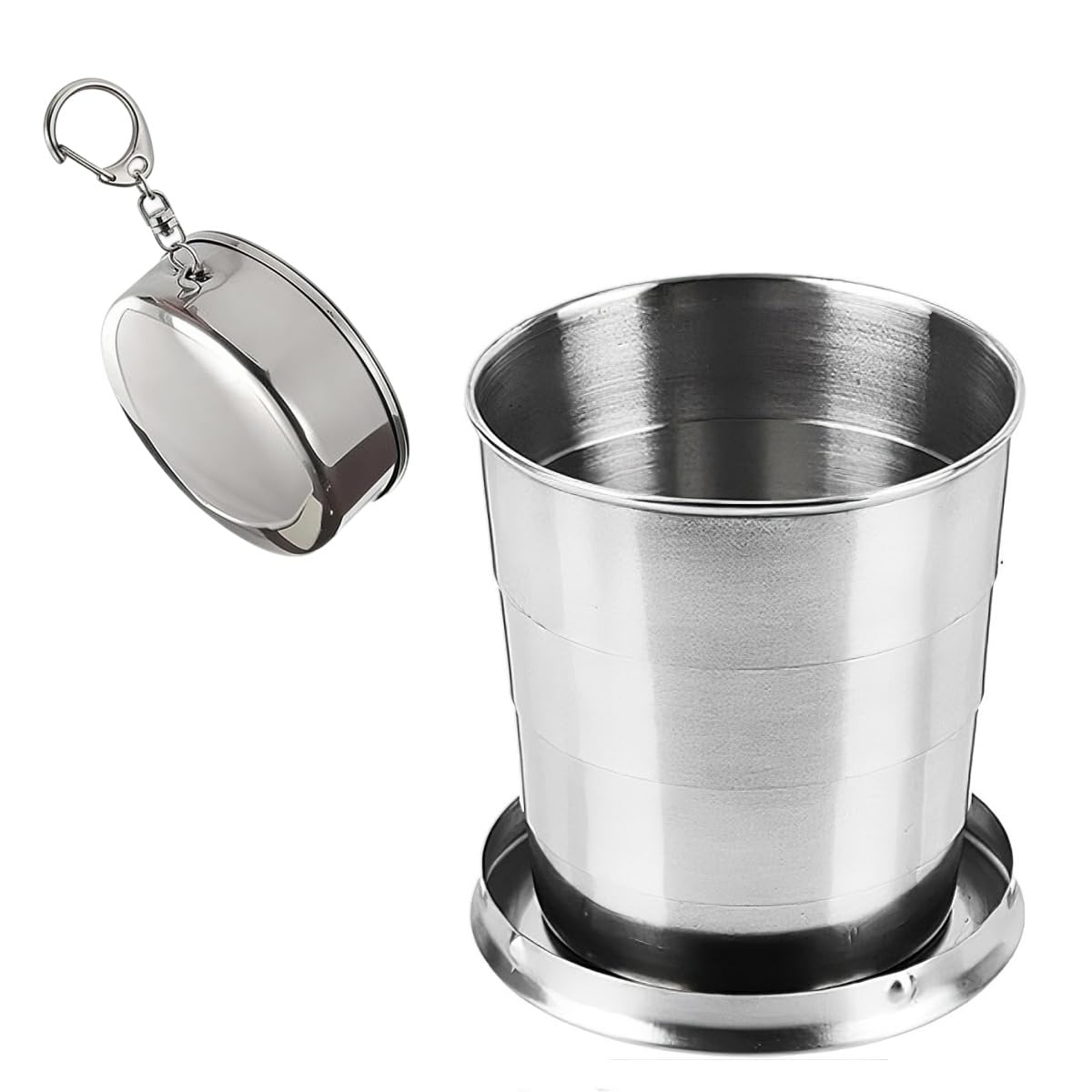 Doukesh 450 ml hopfällbar kopp i rostfritt stål hopfällbar kopp teleskopisk kopp metall campingkopp för picknick vandring