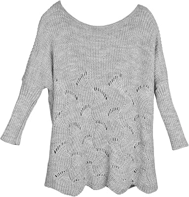 styleBREAKER Oversize stickad poncho med hålmönster för dam,Ljusgrå