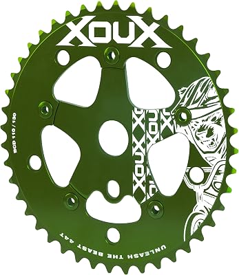 XOUX RAZEN 44T Chainring w/Spider 3/32" 110/130mm Old School BMX, Green