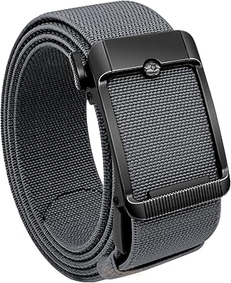 Boneke Elastiskt spärrbälte för män – 3,5 cm brett stretchbälte i nylon för golf, vardagsarbete med fotbollsdesign, metallspänne, exakt justerbar, svart, Grå-z, 132 cm (52 inches)