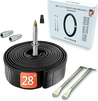 28x1.2-1.75 Cykelslang lands-, trekking-, stadscykel 28" med Presta-ventil 48 mm | 1 st + 2 däckjärn | Kompatibel med 28"-hjul | AVVS Tech