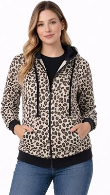 Bahob® Vardaglig damhoodie med blixtlås, långärmad sweatshirt, hel dragkedja, topp, mjuk jumper jacka, huvtröjor topp S-6XL, Wzh-101-a, M