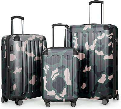 Hauptstadtkoffer Spree - 3-delars kofferset, kabinväska 55 cm, medelstor väska 65 cm och stor resväska 75 cm, hårdskal i ABS+PC, TSA-kodlås, kamouflage