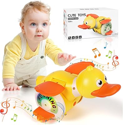 Liten anka leksak med ljus och musik, krypleksak för späd...