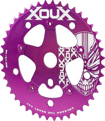 XOUX KRYPT 44T Chainring w/Spider 3/32" 110/130mm Old School BMX, Purple