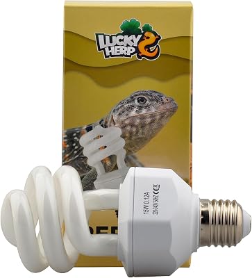 LUCKY HERP 10.0 UVB reptilglödlampa 15 W, öken E27 kompakt lysrör, specialiserad livsmiljöbelysning