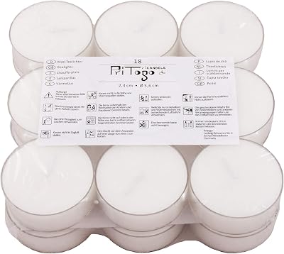 Pritogo Maxi värmeljus XXL plastfodral, [36 del] Ø 5,8 x 2,2 cm, vit utan doft