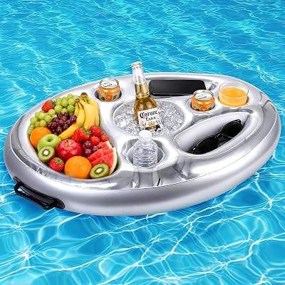 Poolhållare, 8 hål, poolbar, uppblåsbar, 2 i 1 flytande bricka