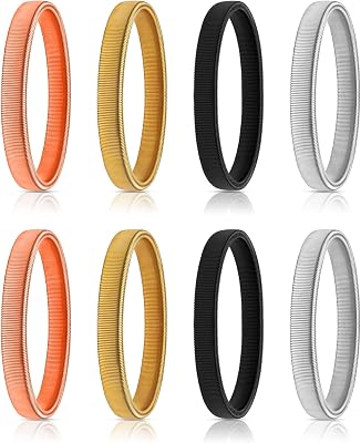 Mitening 4 par ärmhållare, stretchmetallarmband, halkfri hylshållare strumpband, metall elastiskt armband hållare armband för servitörer kvinnor män skjorta (silver, roséguld, svart)