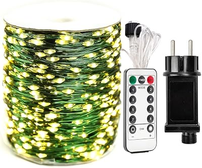 Utomhus LED-girlang med grön tråd, 120 m, 1 200 supervattentäta, med fjärrkontroll och 8 ljuslägen, perfekt för att dekorera ditt julgran, trädgård, bröllop och alla dina festliga fester