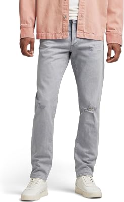 G-STAR RAW herr Jeans 3301 smala jeans, Grå (Sun Faded Ripped Skyrocket 51001-d324-d901), 28W / 32L