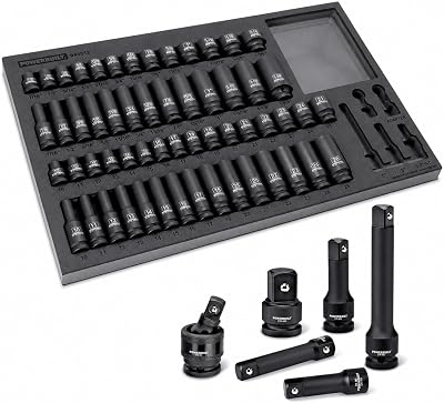 Powerbuilt 949012 Imact 63Pc 1/2 Dr. Master Impact Socket...