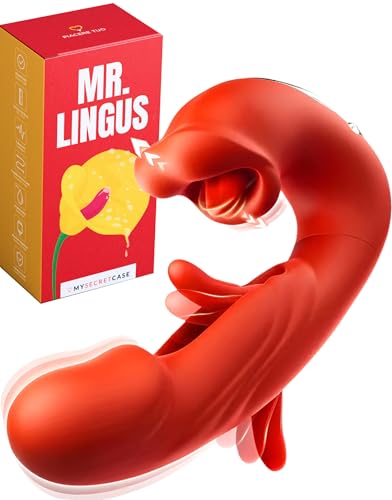 MySecretCase Professionell Vibrator för Kvinnor - Klitorisstimulator, Realistisk Stimulator för Kvinnlig Klitoris, Sexuella Vibratorer för Par, Vibrerande G-punkt och Tryck (Röd)