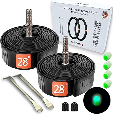 Cykelslang 28 x 1.2-1.75 lands-, trekking-, stadscykel - Auto-ventil 40 mm - 2 st med däckjärn - Kompatibel med 28"-hjul | AVVS Tech