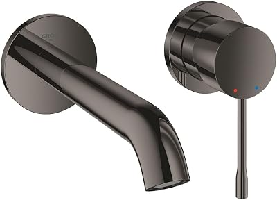 GROHE Essence badarmaturer (2-håls tvättställsbatteri, väggmontering) hård grafit, 19408A01