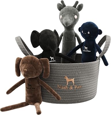 Noah & Paw Lyxig hundleksakskorg-set, gosedjur för hundar, barnleksaker, valpleksaker med förstärkta sömmar för små hundar, perfekt för babypresenter, födelsedagsleksak för hundar