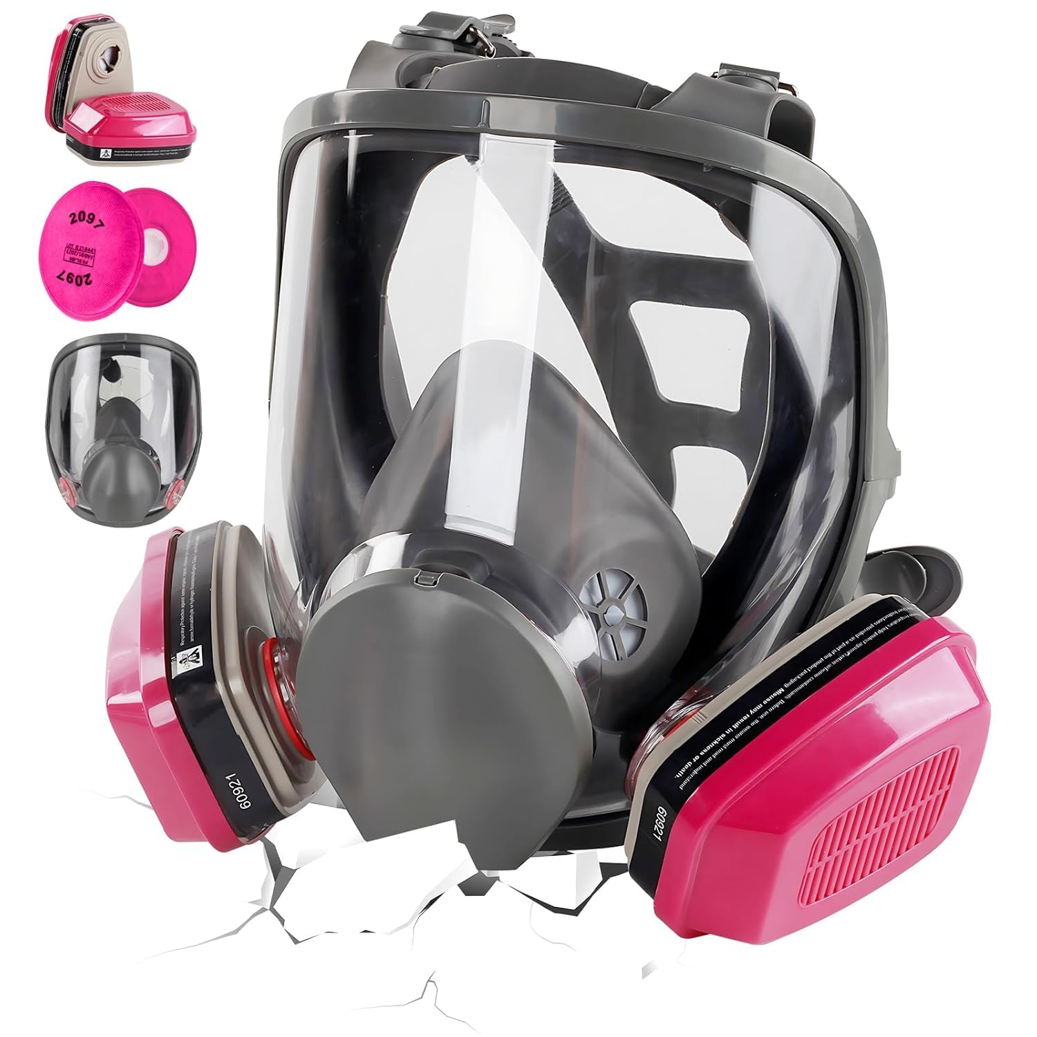 Heltäckande andningsskydd mask med 60921 och 2097 filter, återanvändbar gasmask överlevnad kärnkraft och kemikalier för spraymålning, slipning, harts, fint damm, byggnadsarbete, svetsning