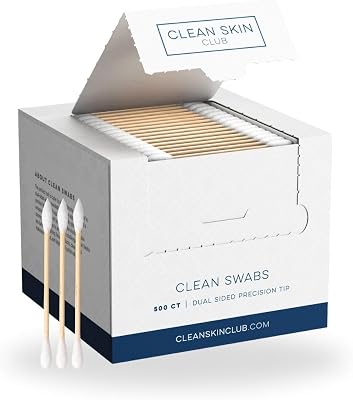 Clean Skin Club Clean Swabs | 500CT | En spetsig spets | Biologiskt nedbrytbar + ekologisk bomull och bambu | Makeup och nagellack | Klorfri och allergivänlig (500 st)