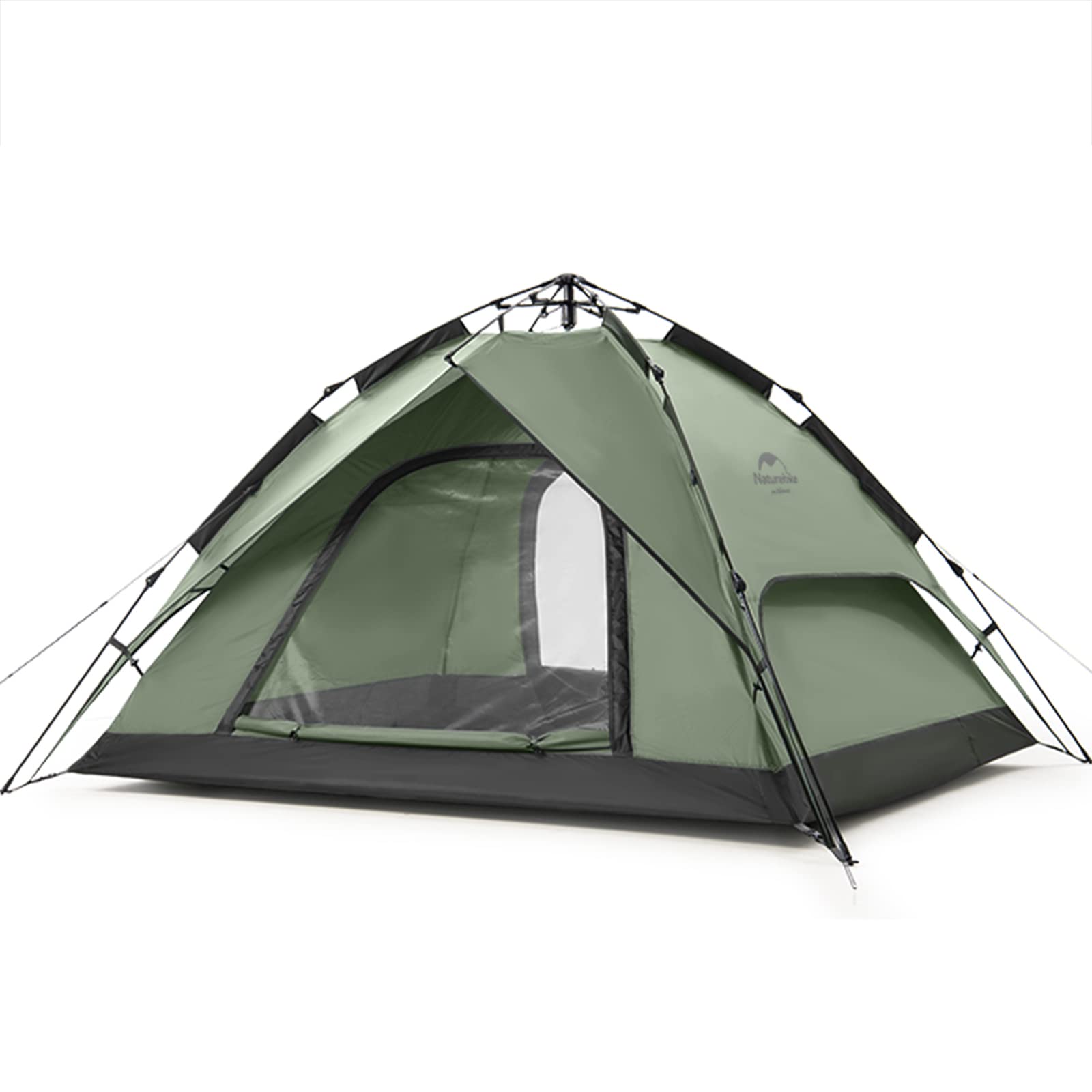 Naturehike Pop Up tält tält automatiskt campingtält 3–4 personer dubbeldäck kupoltält stort familjetält med bärväska (grön – 3P)