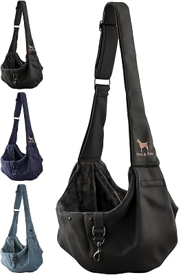Noah & Paw Transportväska för hundar 3-10 lb, bärselen för små hundar och katter, justerbar vadderad rem, premium twill fodrad med päls, dubbel säkerhet, maskintvättbar