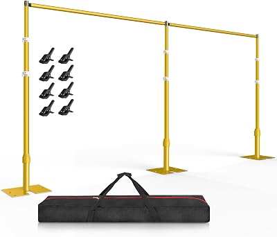 EAMRT bakgrundsstativ, 3x6 m fotobakgrundsstativ, bröllopsbåge, guld