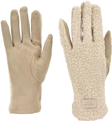 styleBREAKER Damhandskar med pekskärm och plysch,Beige
