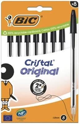 Bic Cristal original svarta kulpennor – set med 8
