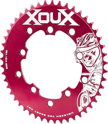 XOUX RAZEN 48T Chainring 1/8" 110/130mm Old School BMX, Red