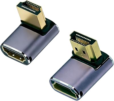 8K HDMI 90 graders adapter, 48 Gbps högervinkel HDMI 2.1 hane till honförlängare kontakt stöder 8K@60Hz 4K@120Hz eARC, HDR för vägg-tv, PS5, Xbox, bärbar dator, bildskärm (vänster och höger)