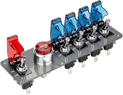 BONATECH Bonatec DC 12 V Flip-Up tändpanel 5 i 1 auto startknapp LED-tryckknapp växelströmbrytare racing sport tävling bilkombination switch B