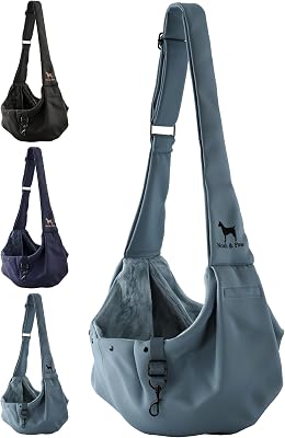 Noah & Paw Transportväska för hundar 3-10 lb, bärselen för små hundar och katter, justerbar vadderad rem, premium twill fodrad med päls, dubbel säkerhet, maskintvättbar