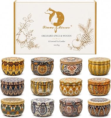 Yinuo Mirror doftljus presentset för kvinnor, 12-pack sojavax aromaterapi ljus med höst vinter doft, ljus present till mamma, födelsedag jul