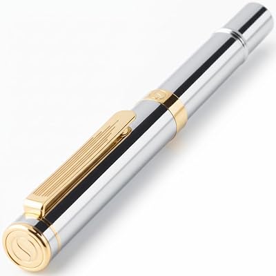 Scriveiner Silber Chrom Kugelschreiber EDC Luxus Stift, beeindruckender Taschenfüller mit 24K guld, bestes stiftgåva för män och frau, Deutsche Schmidt Mine, Schönes Büro Designer Stift Set