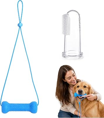 Dubbel effekt hund tandvård leksak lämplig för tugga på tänderna på hundar, underlättar tandrengöring, lämplig för munvård av små, medelstora och stora hundar. (1 styck)