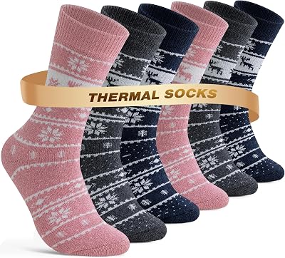 Niorasen termosockor för damer, tjocka ullstrumpor, varma vintersockor